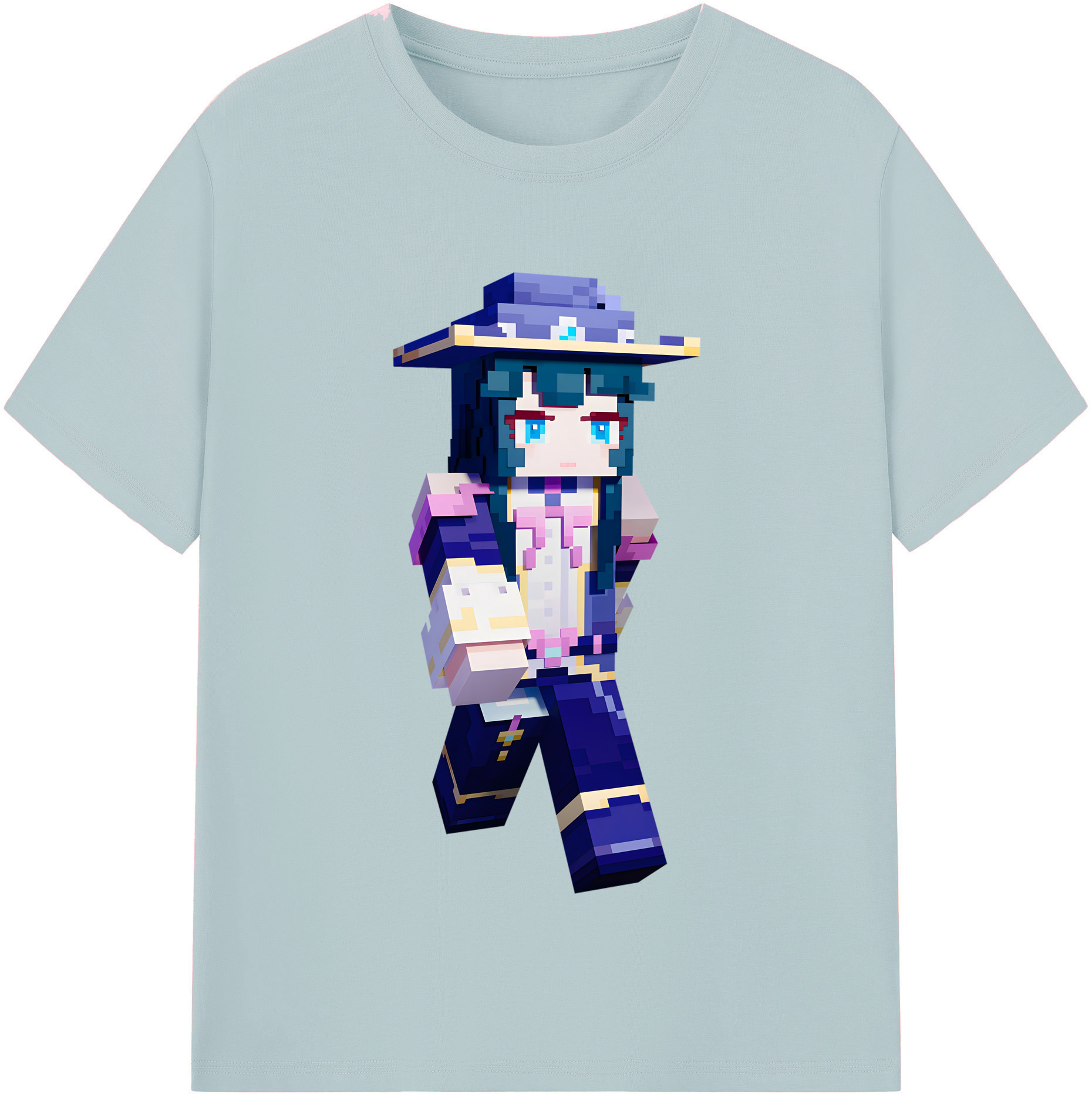（画像用） マインクラフト ブロックの世界 Minecraft MC Block world 綿100％半袖Tシャツ（フロントプリント）